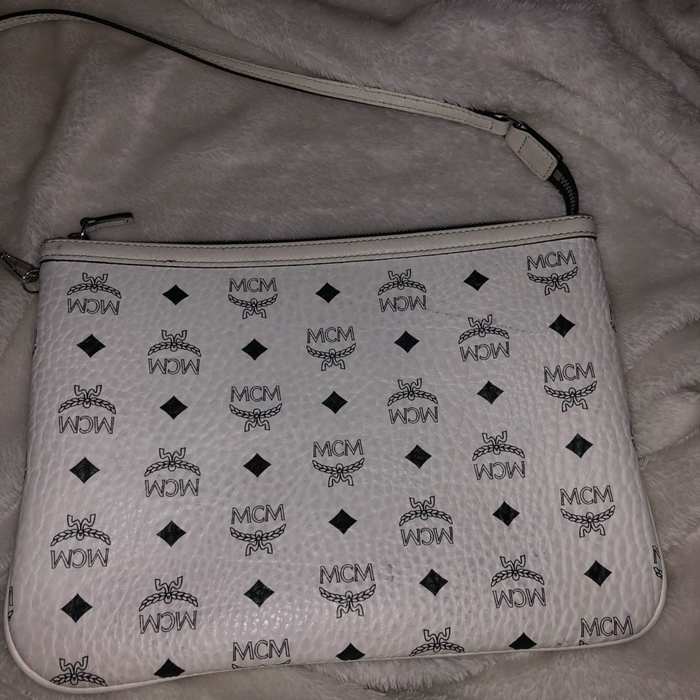 White mcm pouch